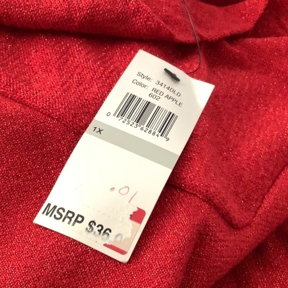 MERCER Street Studio Red Shimmer Draped Neck Knit Tank (L10) - Picture 6 of 6